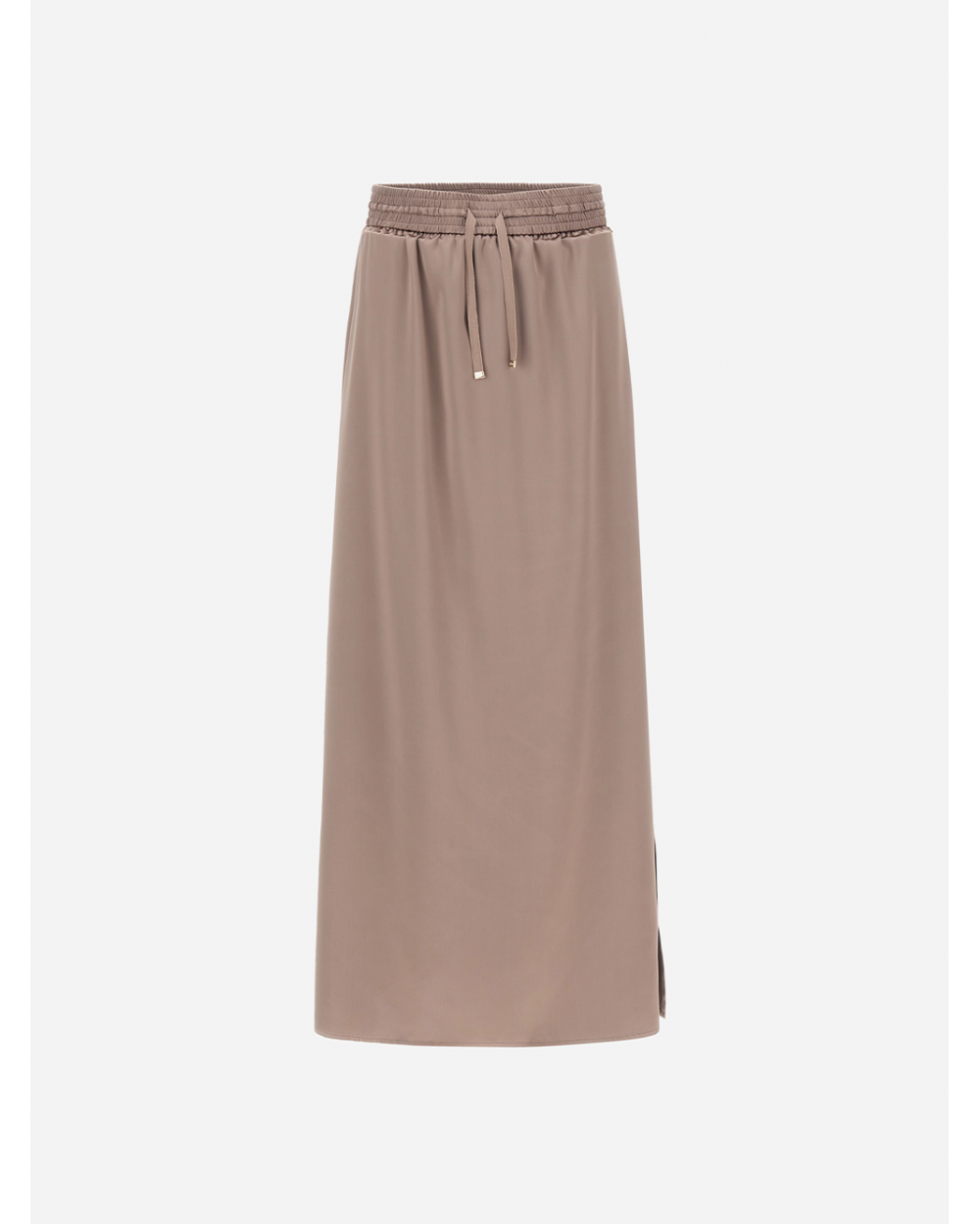 Long satin-effect skirt, light and elegant.