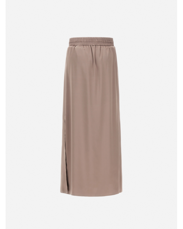 Long satin-effect skirt, light and elegant.