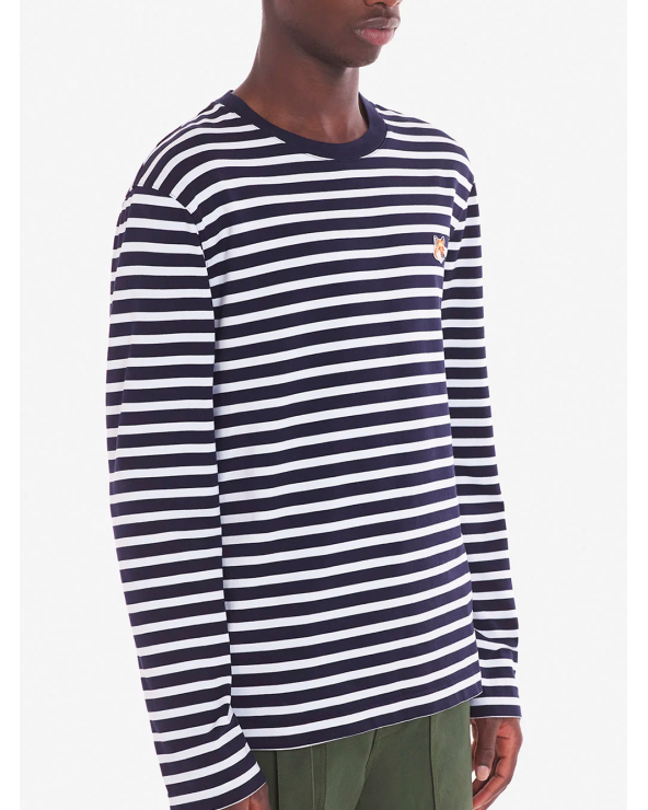 Camiseta rayas hombre blancas y azul marino Maison Kitsuné