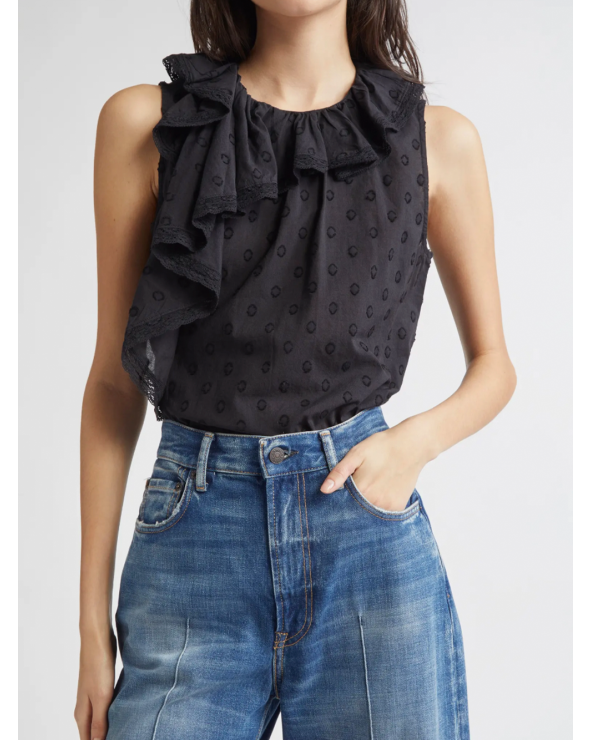 Sleveless lightweight top Asymmetrical ruffles | Ulla Johnson