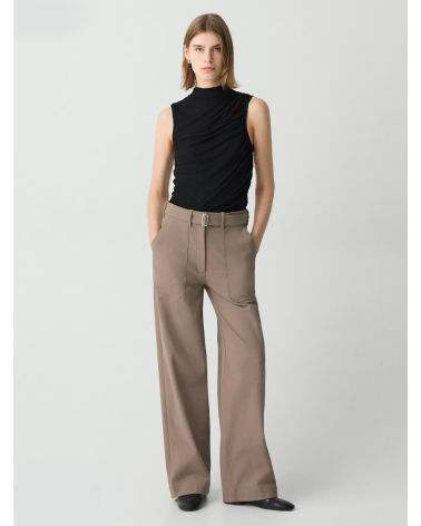 High-waisted twill belted trousers | Theory Girona