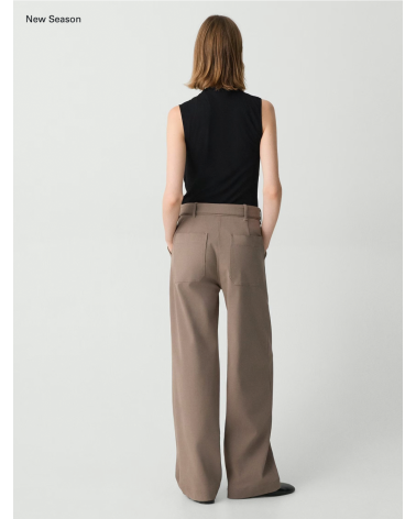 High-waisted twill belted trousers | Theory Girona