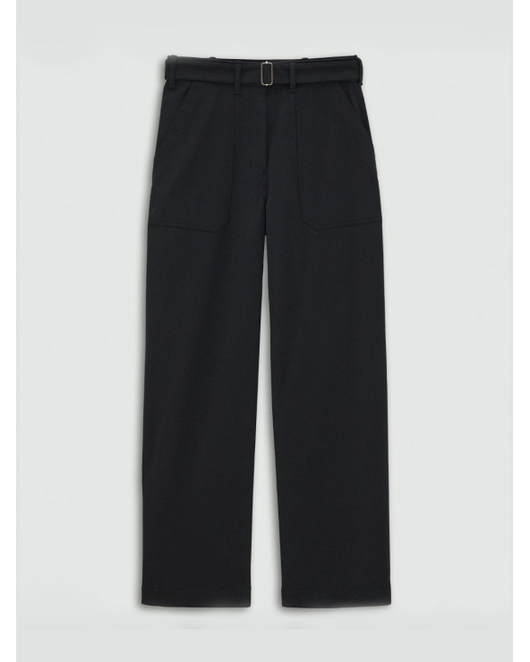 High-waisted twill belted trousers | Theory Girona