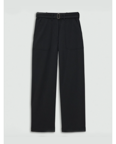 High-waisted twill belted trousers | Theory Girona