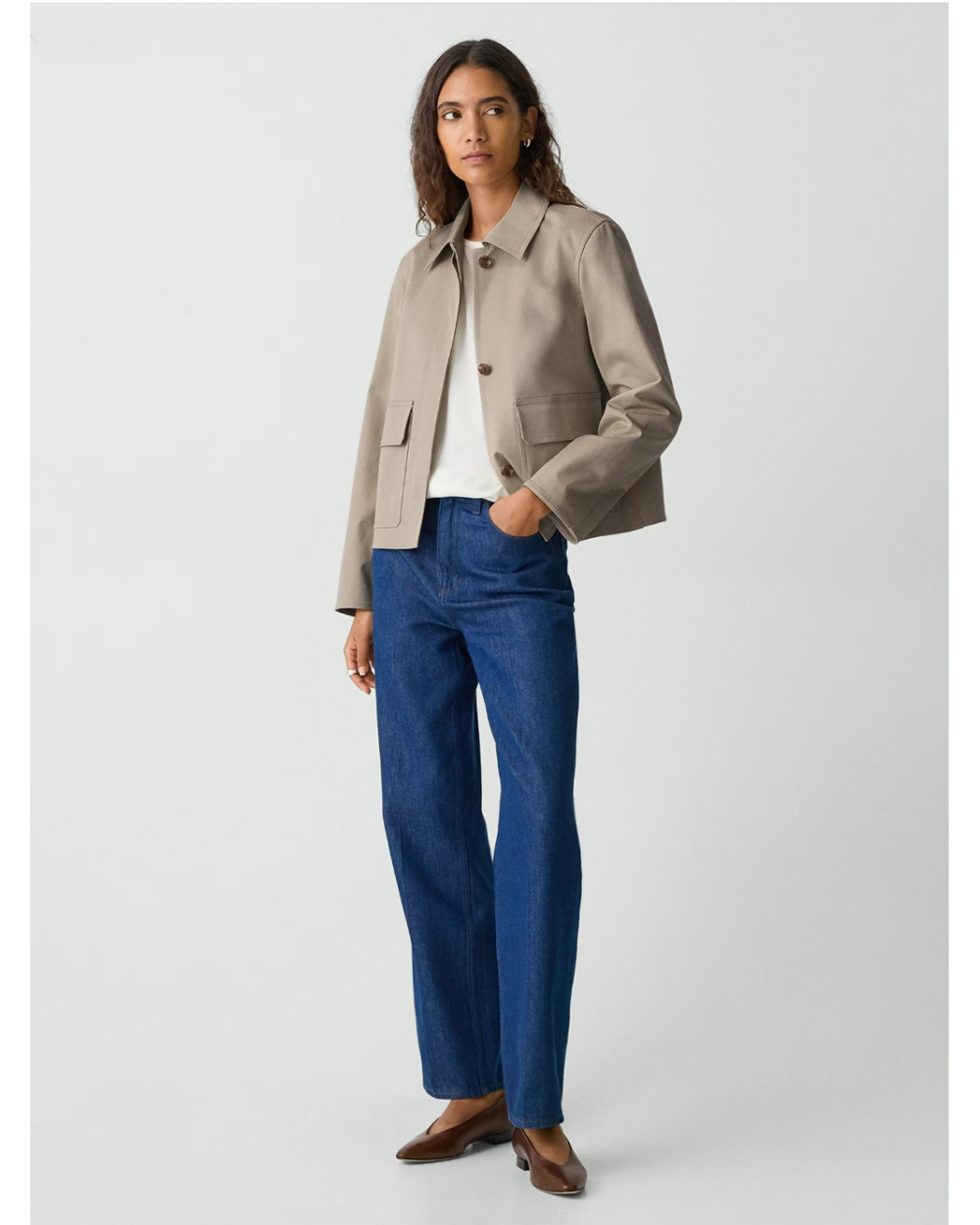 Short oversized trench coat with pockets | Theory Girona