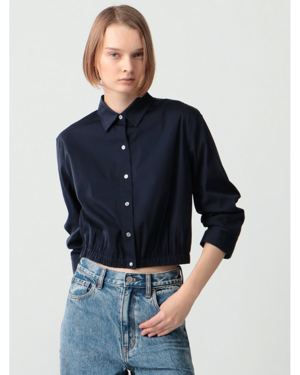 FIXED SLV CROPPED SHIRT