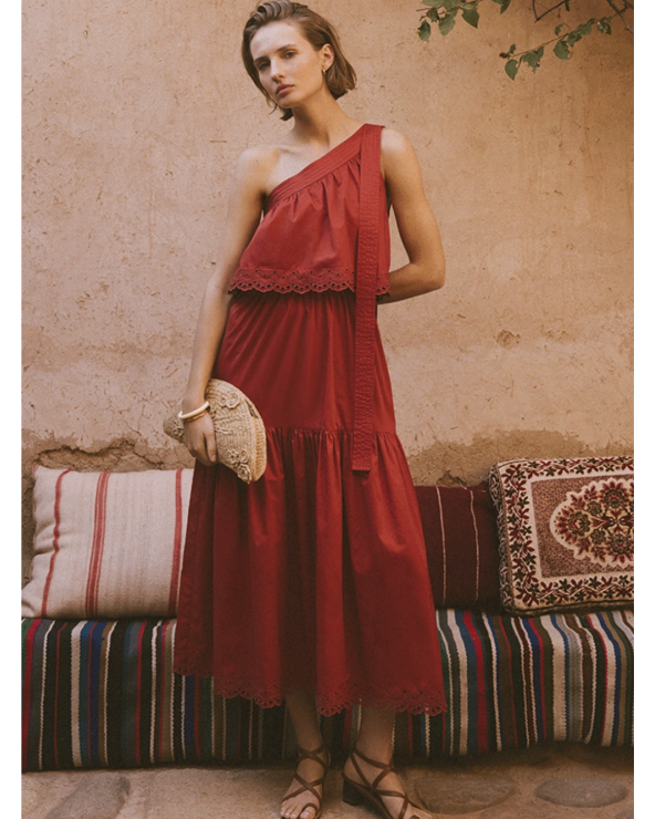 Asymmetrical red Maxi Dress | Vanessa Bruno Girona