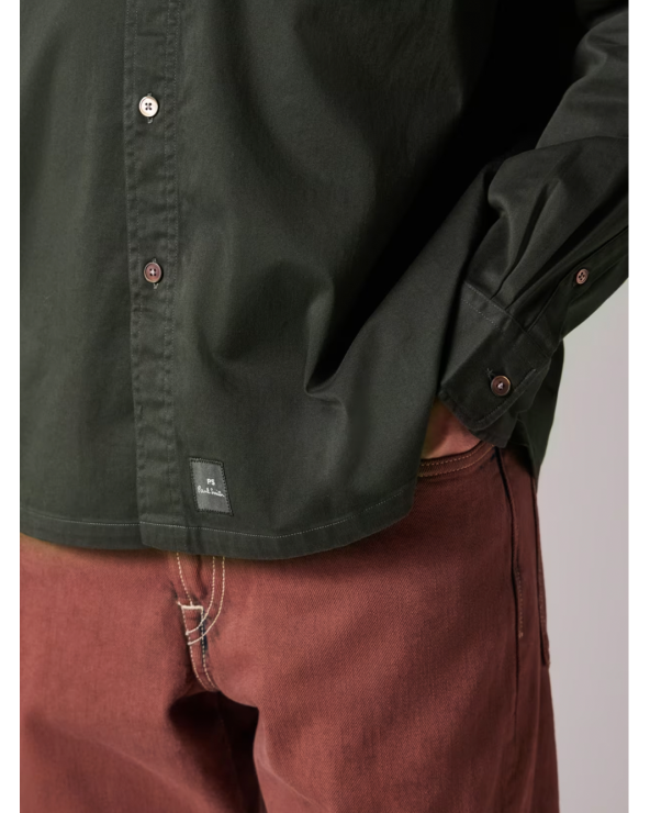 Official Paul Smith Store in Girona | Men Dark green fit garment shirt