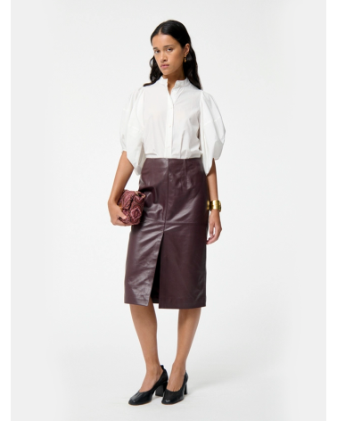 Leather burdeos midi skirt womans wear | Cool shops Girona Platja dAro