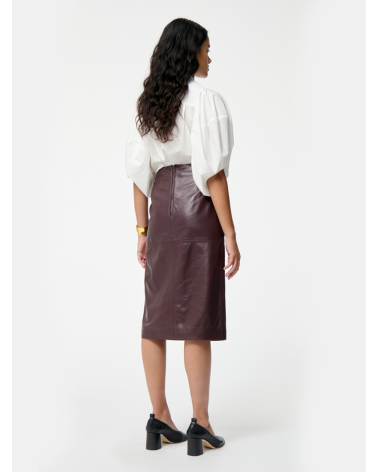 Leather burdeos midi skirt womans wear | Cool shops Girona Platja dAro