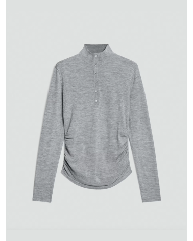 Theory Shirred Henley Sweater in Italian Merino Wool | Premium Fashion Girona