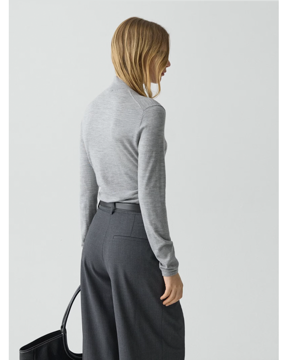 Theory Shirred Henley Sweater in Italian Merino Wool | Premium Fashion Girona