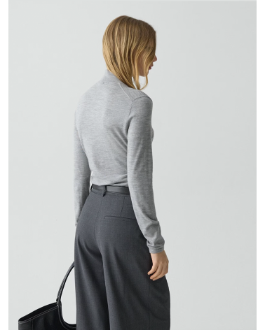 Theory Shirred Henley Sweater in Italian Merino Wool | Premium Fashion Girona