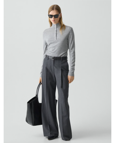 Theory Shirred Henley Sweater in Italian Merino Wool | Premium Fashion Girona