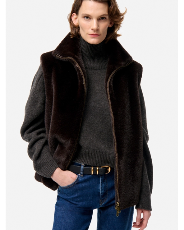 Faux Fur Vest Brown | Vanessa Bruno Girona Platja d'Aro