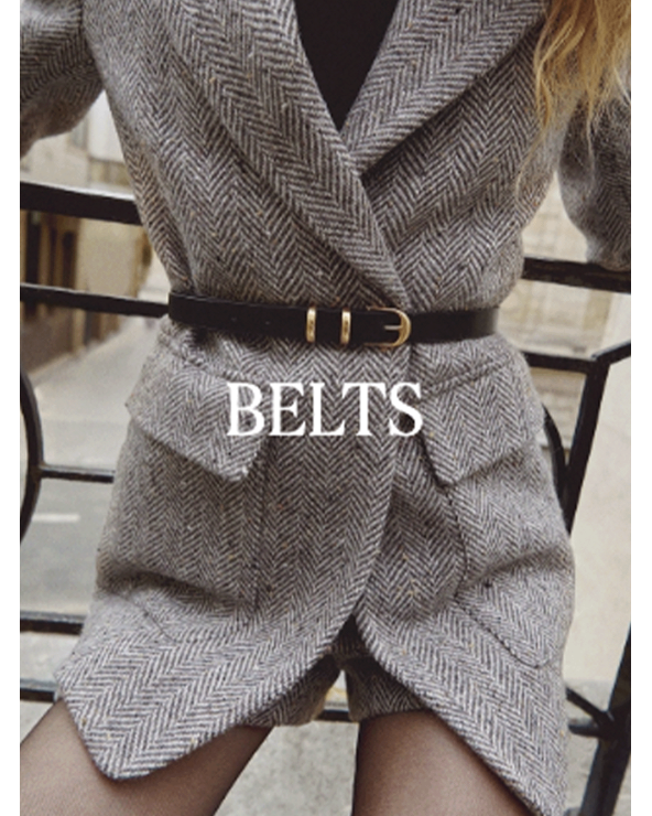 Vanessa Bruno Black Leather Belt with Gold Buckle | Premium Fashion Girona