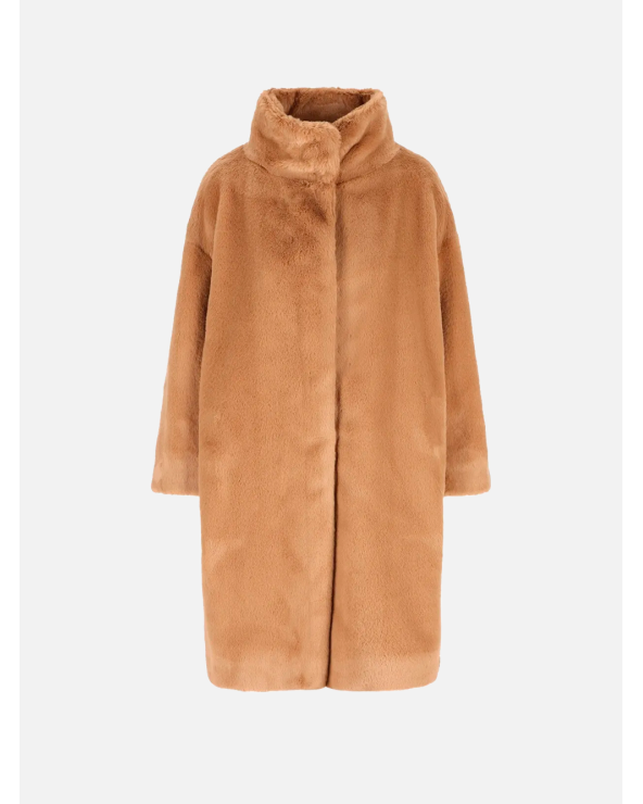 Herno Brown Faux Fur High-Neck Coat | Timeless Italian Elegance