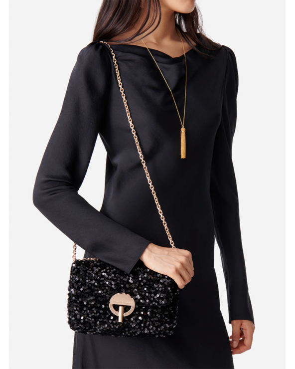 Bolso Moon Medio de lentejuelas plateadas Vanessa Bruno | Bolso de fiesta